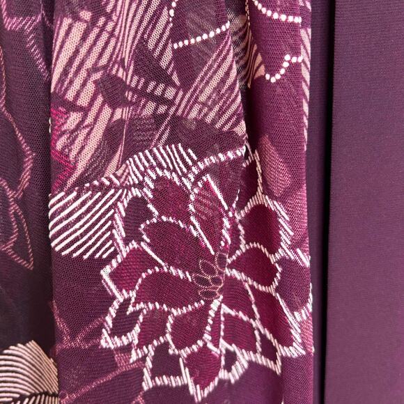 Dress Barn Wms 14 Plum Sheer Floral Open Front Longline Cardigan Elegant Party - Picture 5 of 10